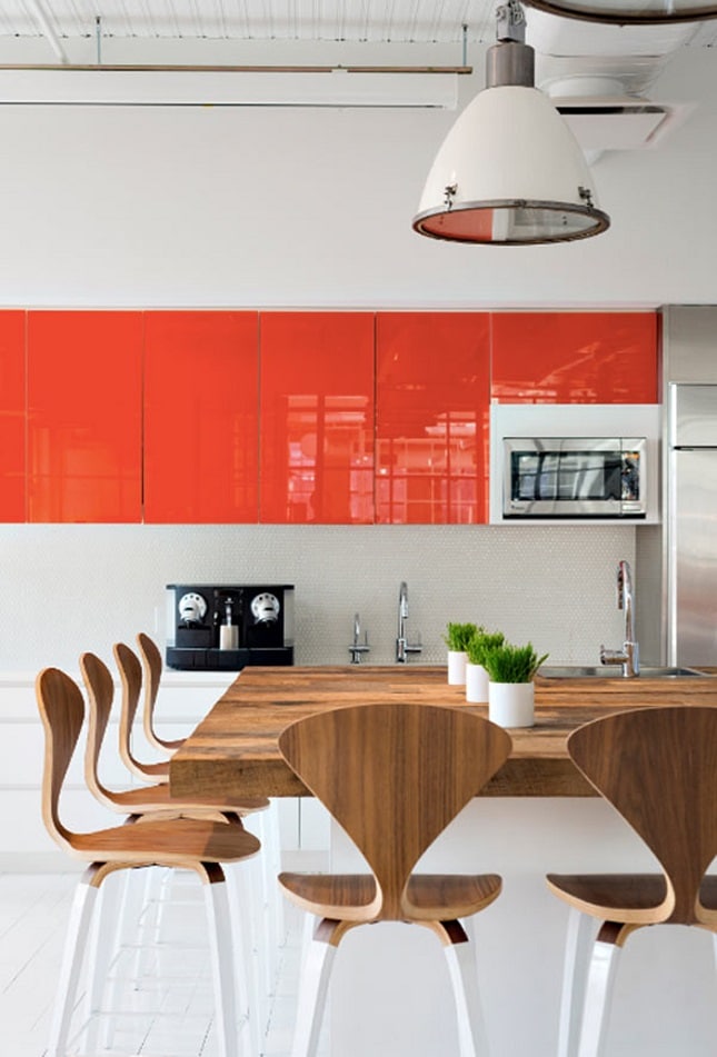 High gloss kitchen cabinets