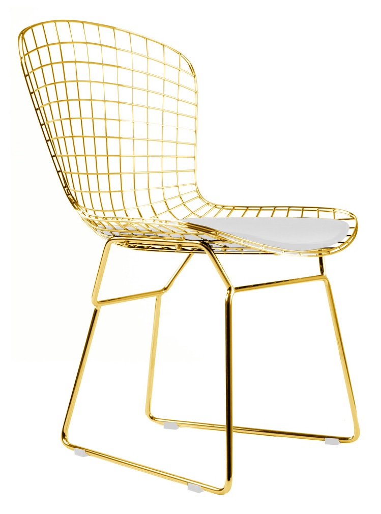 Reproduction Bertoia Side Chair In Gold Finish By Advanced Interior Design