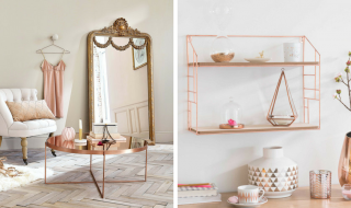 Still Crushing On Copper In 2017 - Comte Copper-Plated Metal Mirror Coffee Table, Lulea Copper Metal Wall Shelf & Copper Glass Vase - MaisonsDumonde.com