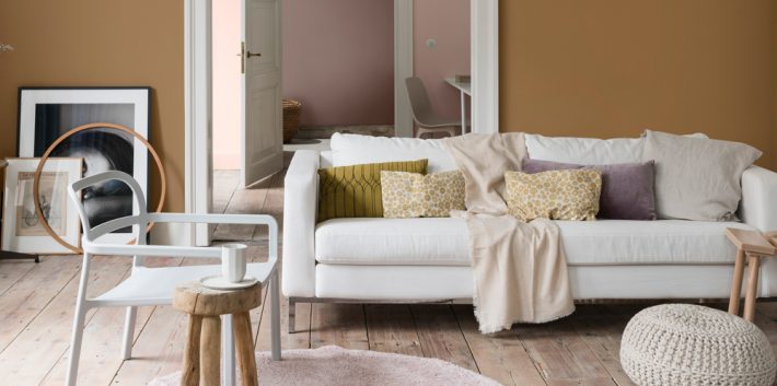 How To Create The Perfect Autumn Living Room - Spiced Honey Paint By Dulux - Image Via IdealHome.co.uk