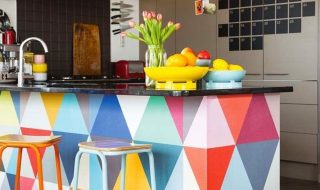 7 Ways To Add Colour To Your Kitchen -Geometric Brights- Image by Larnie Nicolson, via PoppyTalk.co.uk