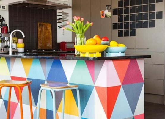 7 Ways To Add Colour To Your Kitchen -Geometric Brights- Image by Larnie Nicolson, via PoppyTalk.co.uk