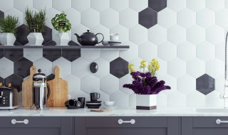 4 Kitchen Tile Ideas To Transform Your Home For Summer - Hexagonal Black and White Kitchen Tiles