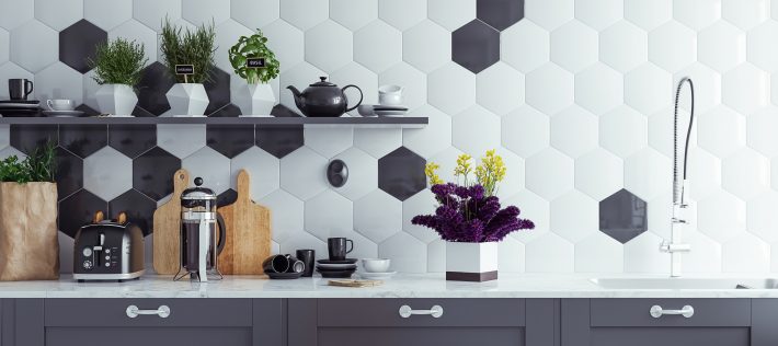 4 Kitchen Tile Ideas To Transform Your Home For Summer - Hexagonal Black and White Kitchen Tiles