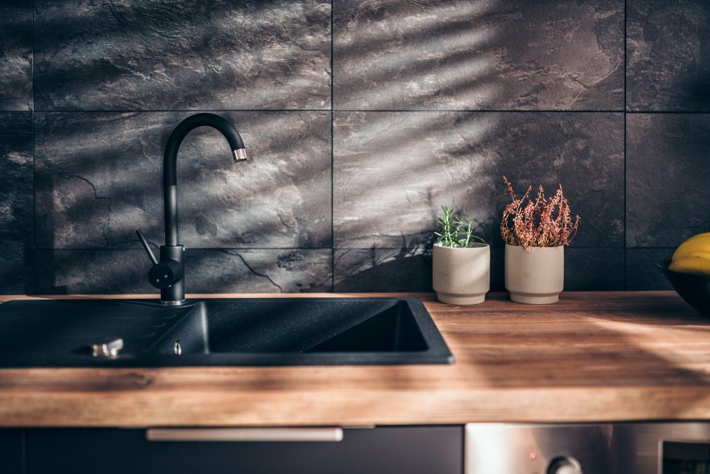 Kitchen Stone Tiles Wooden Worktops