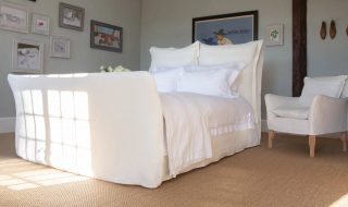 Natural Furniture Linen Song Super King Bed - Image Via MakerAndSon.com