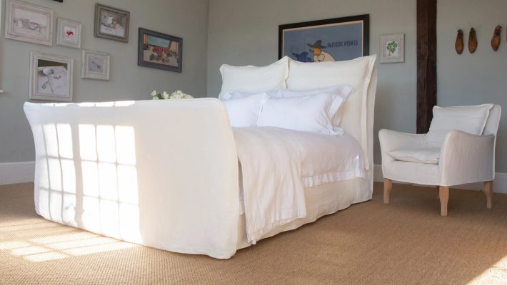Natural Furniture Linen Song Super King Bed - Image Via MakerAndSon.com
