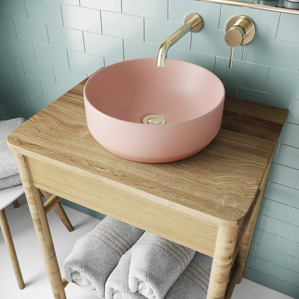 Mode Orion pink coloured countertop basin