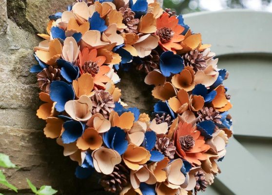 Midnight Blue Autumn Harvest Floral Wreath — Dibor