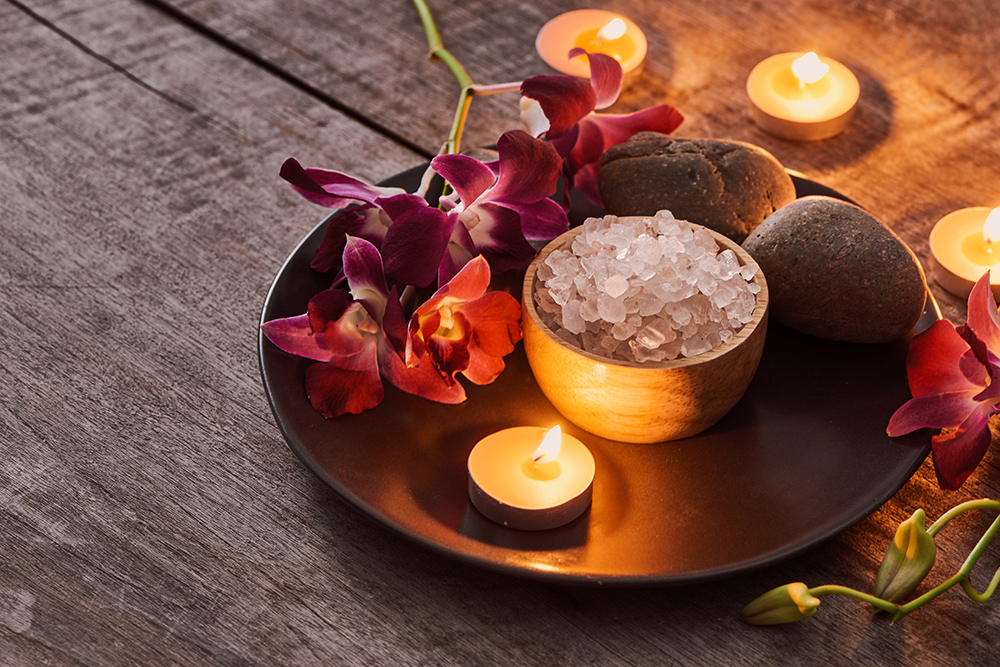 Tealight candle and plant display