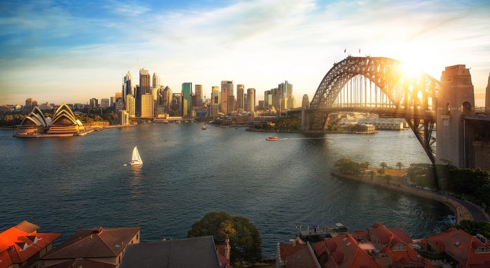 Property looking over Sydney harbour and bridge in Sydney city