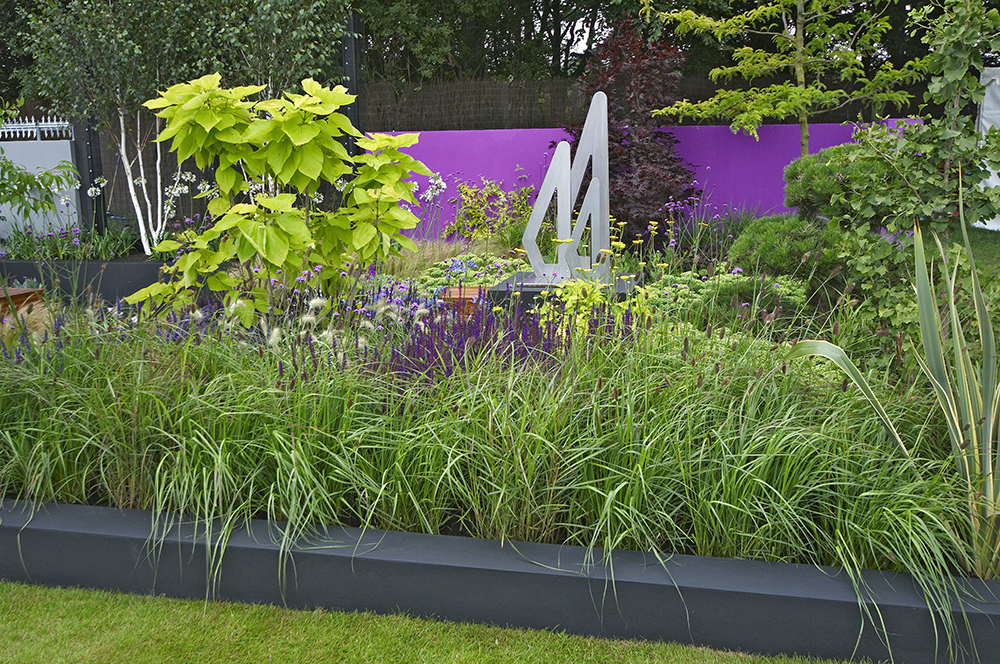 Purple painted garden wall