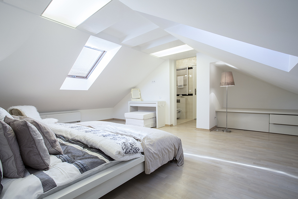 Attic bedroom and bathroom