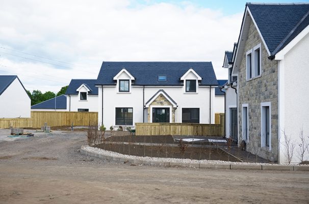Luxury new house being built in rural countryside