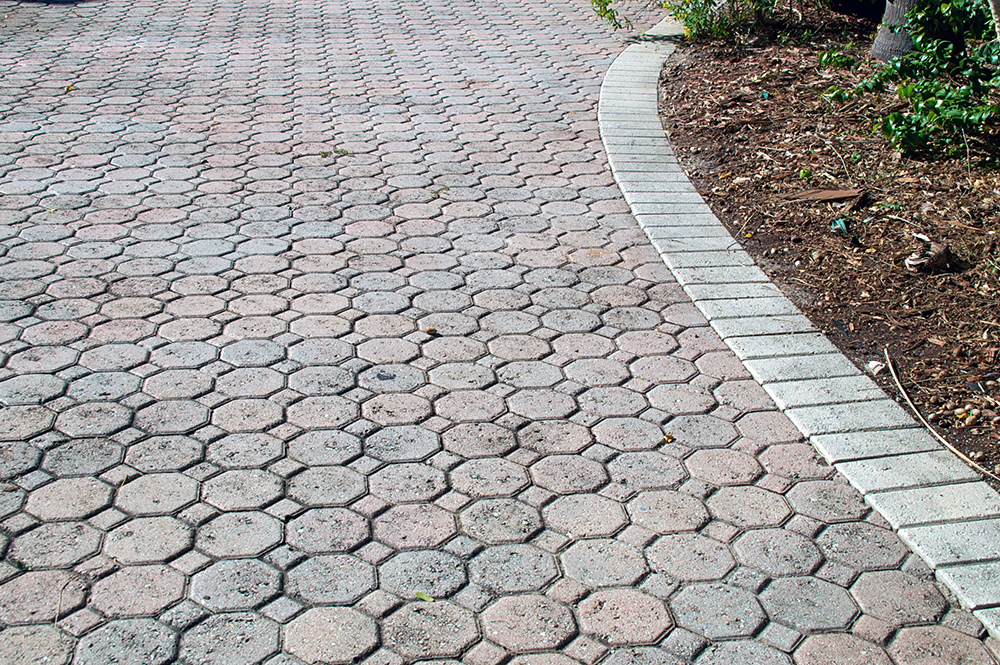 Hexagon shaped driveway bricks